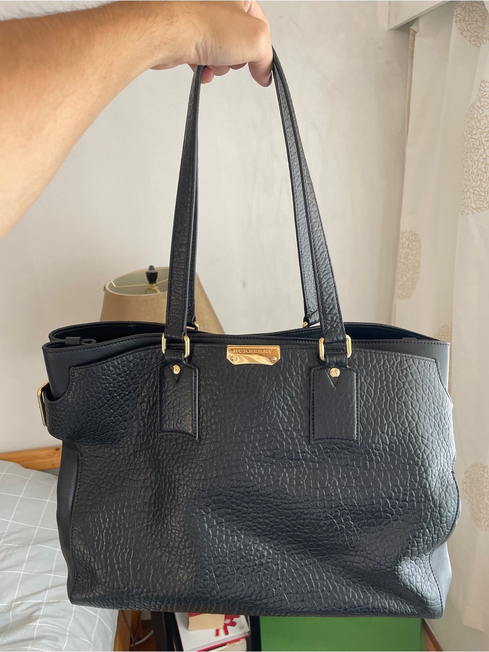 Burberry Black Grain Leather Woodbury Tote